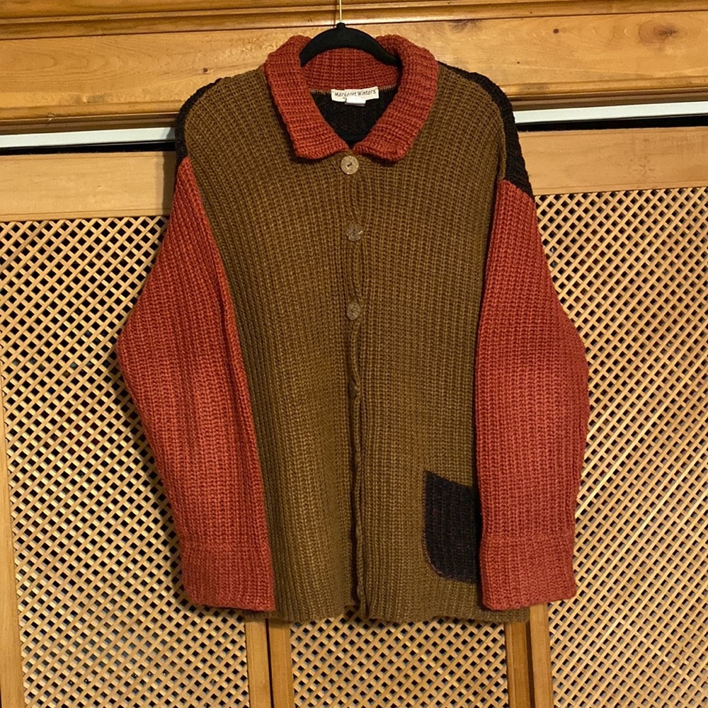 Womens “Margaret Winters” Button Front, Collared Sweater, MULTI  Size=1X. (476)